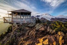 Park Butte Lookout and Mount Baker at sunset